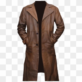 Leather Trench Coat Men, HD Png Download - coat png