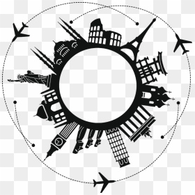 Travel Global Illustration Landmark Drawing Icon - Travel Black And White Icon, HD Png Download - global icon png