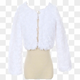 White Fur Cropped Length Girls Occasion Jacket - Hoodie, HD Png Download - white fur png
