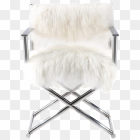 Mongolian Fur Polished Metal Director"s Chair Chairish - Chair, HD Png Download - white fur png