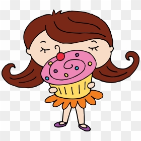 Cute Cupcake Girl Free - Eating A Cupcake Clipart, HD Png Download - cute cupcake png