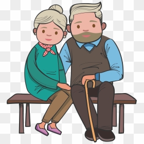 Bench Age Grandparent The - Old Man And Old Woman Clipart, HD Png Download - senior png