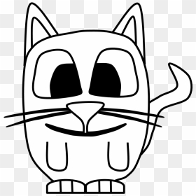 Cat, Kitten, Big Eyes, Black And White, Cartoon Animal, - Cartoon, HD Png Download - big eyes png