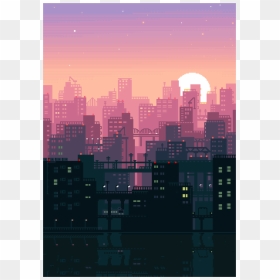 #city #background #game #pixel #vintage #vaporwave - Night City Pixel Art, HD Png Download - city background png