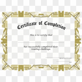 Reading Challenge Certificate Of Completion Freebies - Certificate Of Completion Png, Transparent Png - certificate png