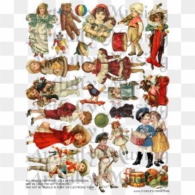 Victorian Toys Collage, HD Png Download - paper scrap png