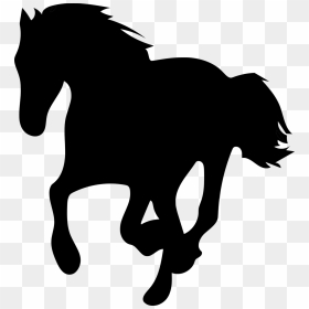Black Horse - Cartoon Horse Running Silhouette, HD Png Download - black horse png