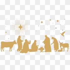 Nativity Scene Silhouette Png - Christmas Manger Black And White, Transparent Png - nativity scene png