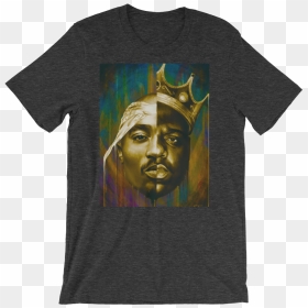 Tupac & Biggie Mashup Short Sleeve T-shirt - 2pac Biggie, HD Png Download - biggie png