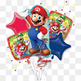 Super Mario Bros Bouquet - Super Mario Balloons Party City, HD Png Download - super mario bros png