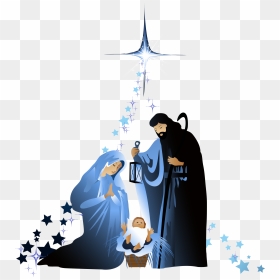 Christian Holy Family Of Material Scene Jesus Clipart - Transparent Background Nativity Clipart, HD Png Download - nativity scene png
