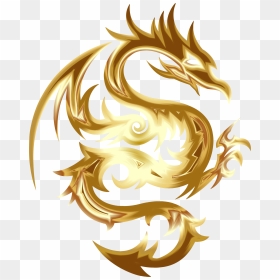 Gold Tribal Dragon 56 No Background Clip Arts - Golden Dragon No Background, HD Png Download - tribal wolf png