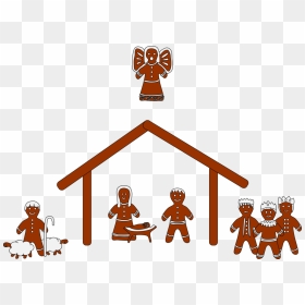 Gingerbread Nativity Scene Clipart - Gingerbread Man Nativity Clipart, HD Png Download - nativity scene png