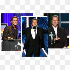 Image May Contain Brad Pitt Human Person Coat Suit - Golden Globe 2020 Pitt Dicaprio, HD Png Download - brad pitt png