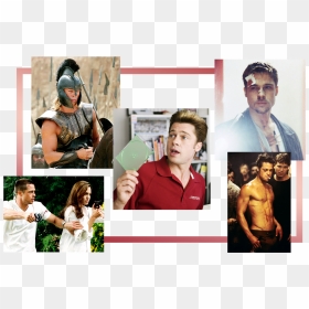 Image May Contain Advertisement Collage Poster Human - Brad Pitt Roles, HD Png Download - brad pitt png