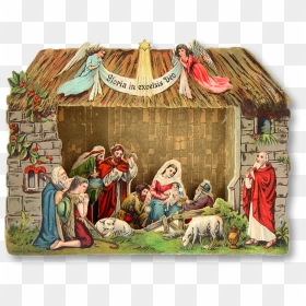 Berries Nativity Papermodelkiosk Com - Vintage Nativity Scene Clipart, HD Png Download - nativity scene png