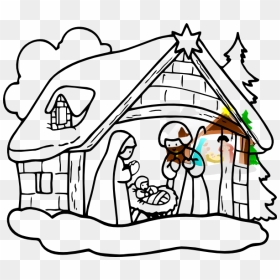 Clipart Nativity Scene Huge Freebie Download For Powerpoint - Christmas Crib Drawing Easy, HD Png Download - nativity scene png