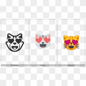 Smiling Cat Face With Heart-shaped Eyes On Various - Portable Network Graphics, HD Png Download - heart face emoji png