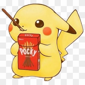 💖not My Art💖 Pikachu Is Eating Pocky Kawaii Pikachu - Pikachu Cute Kawaii Pokemon, HD Png Download - pocky png