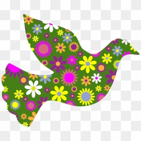 Retro Floral Peace Dove Clip Arts - Pola Sayap Kupu Kupu, HD Png Download - peace dove png