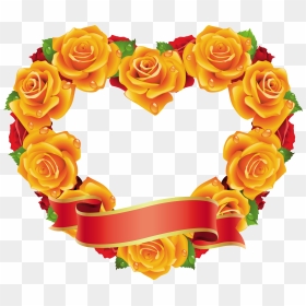 Yellow Heart Png , Png Download - Heart Flower Frame Png, Transparent Png - yellow heart png