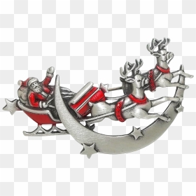Santa Sleigh Reindeer - Christmas Brooch Png Transparent, Png Download - santa's sleigh png