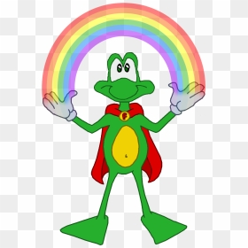 Superfrog And A Rainbow - Cartoon, HD Png Download - rainbow frog png