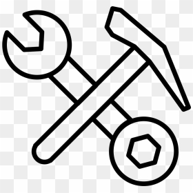 Double Wrench Tool And Hammer Forming A Cross Of Outlines - Maintenance Icon Font Awesome, HD Png Download - cross outline png