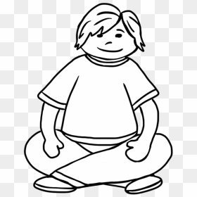 Child Sitting Quietly Png - Sit Black And White Clipart, Transparent Png - cross outline png