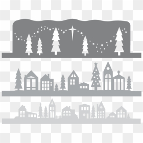 Paper Cut Winter Village Template, HD Png Download - town silhouette png
