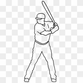 Baseball Batter - Line Art, HD Png Download - baseball silhouette png