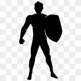 Silhouette Of Man With Shield Vector Clip Art - Warrior Silhouette Png, Transparent Png - person standing silhouette png