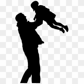 Black And White Png Boy Playing With Father - Father And Daughter Png Clipart, Transparent Png - boy silhouette png