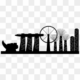 Marina Bay Cityscape Silhouette - Marina Bay Sands Silhouette, HD Png Download - cityscape silhouette png
