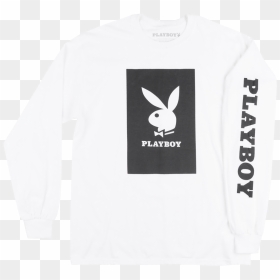 Playboy Bunny Box Logo Long Sleeve Shirt Mens Hue Hefner - Long-sleeved T-shirt, HD Png Download - playboy bunny logo png