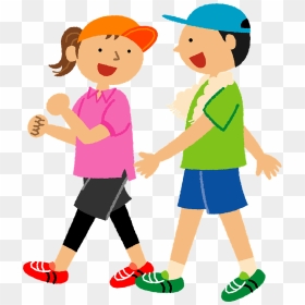 Couple Walking Clipart - ウォーキング イラスト フリー 素材, HD Png Download - kids walking png