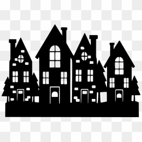 Svg Christmas House Silhouette, HD Png Download - town silhouette png