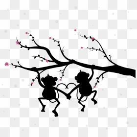 Couple Silhouette Monkey Png Download - Monkey Silhouette Png, Transparent Png - monkey silhouette png