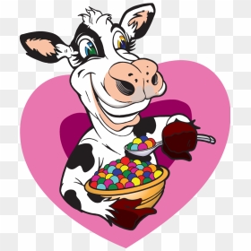 Transparent Eating Cereal Clipart - Transparent Cartoon Cow Eating, HD Png Download - cheerios png