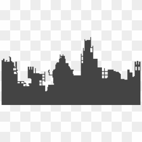 Destroyed City Pixel Art, HD Png Download - building silhouette png