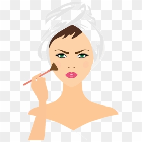 Woman Applying Makeup Clipart - Wanita Kartun Make Up, HD Png Download - makeup emoji png