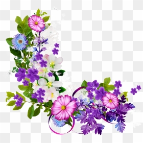 Bouquet Of Purple Flowers Border Png Download - Free Purple Flower Border, Transparent Png - purple border png