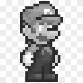 Black And White Mario - Mario Sprite, HD Png Download - mario pixel png