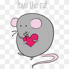 Mouse With Heart, HD Png Download - rat silhouette png