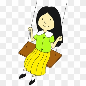 Girl On Swing Clipart - Drawing Of Swing With Children, HD Png Download - swing png