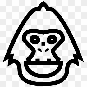 Monkey Mammal Face Outline Front - Monkey Face Vector Side, HD Png Download - monkey silhouette png