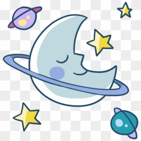 Moon Cute Star Night Sleep Meteor Planet Colorful Galax - Cute Sleep Clipart, HD Png Download - cute star png