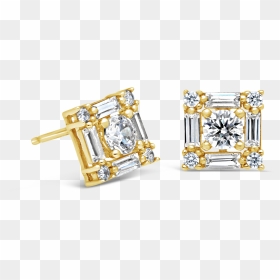 9ct Gold Square Cubic Zirconia Stud Earrings Nwj - Earrings, HD Png Download - gold square png