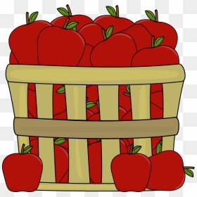 Basket Of Apples Clip Art - Apple Basket Clipart, HD Png Download - bitten apple png