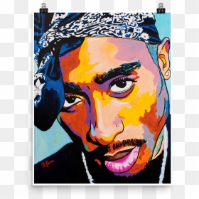 Tupac-16x20 Mockup Transparent - Mc Falconer Tupac Painting, HD Png Download - 2pac png